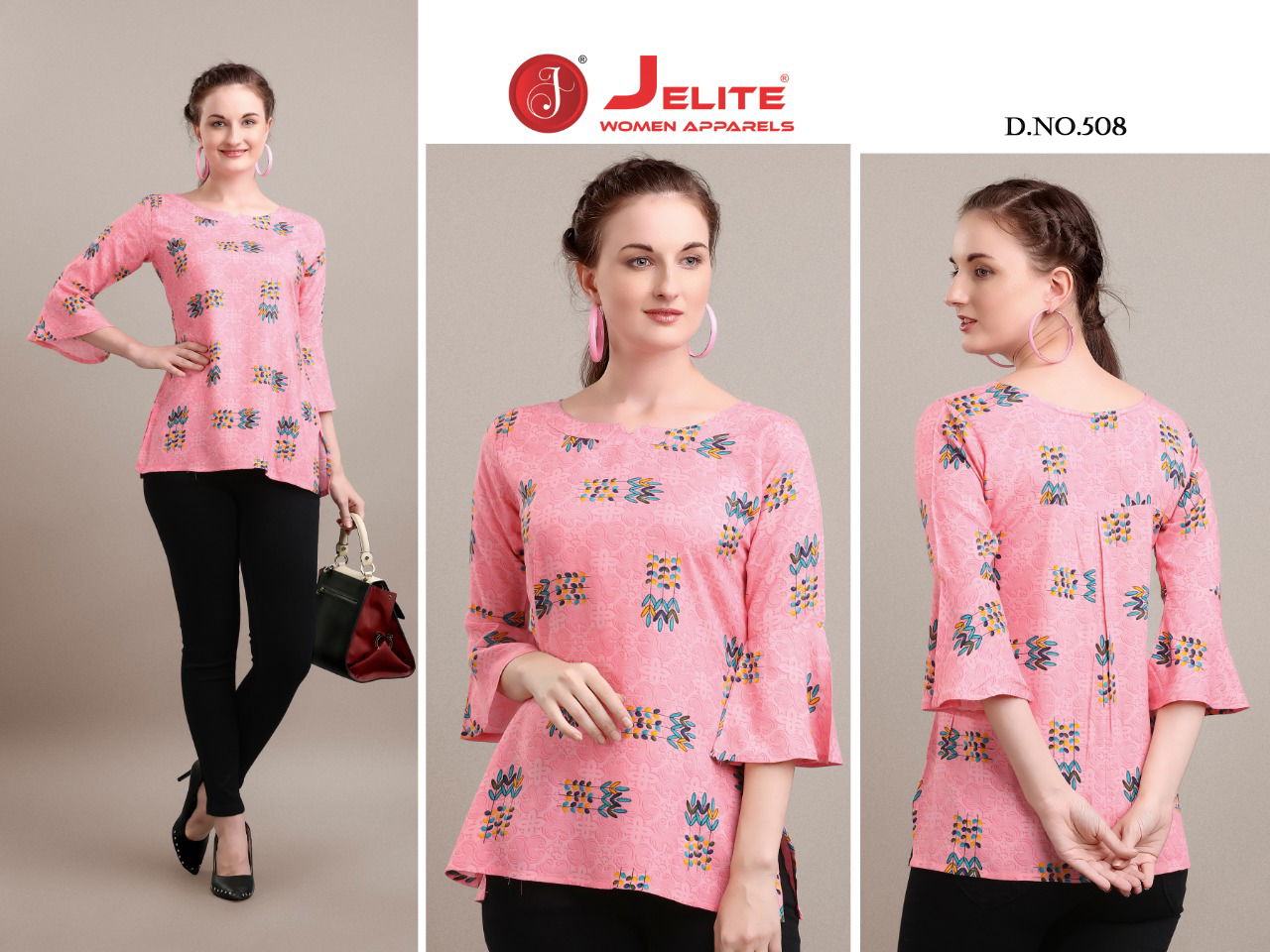 Jelite Camellia Stylish Western Regular Wear Heavy slub rayon And Cotton crepe Ladies Top Collection