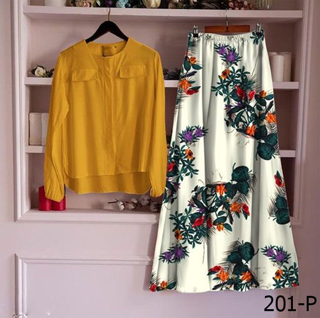 New Latest Designer Printed Casual Skirt With Top Collection 