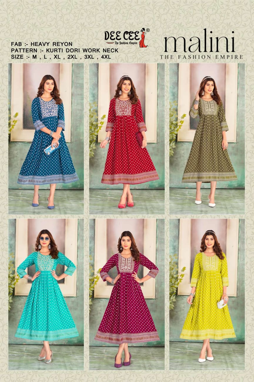 Malini By Dee Cee Printed Anarkali Kurtis wholesale market in Surat with Price