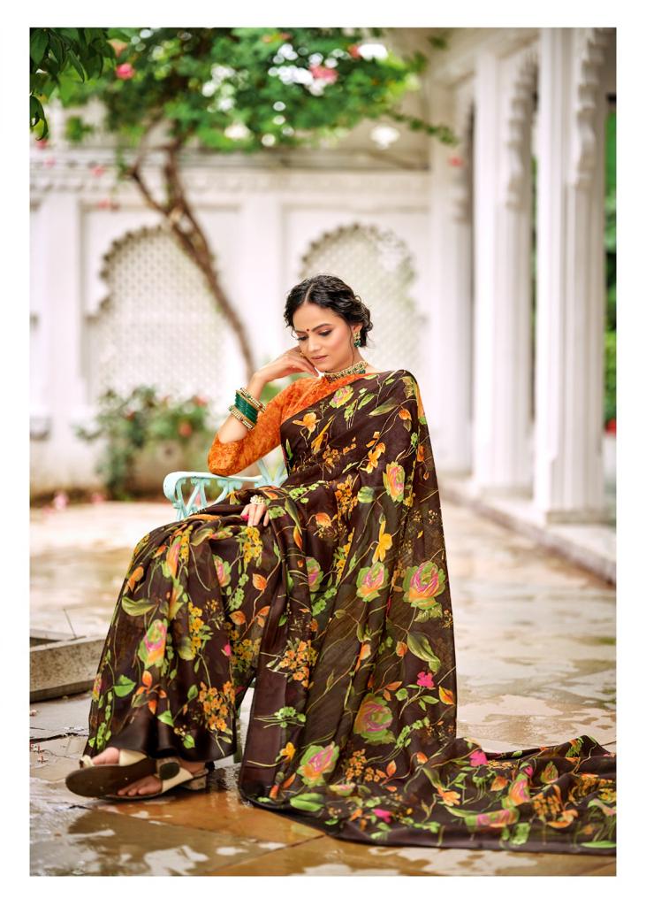 Kashvi Flora Sonakshi Satin Patta Fancy Ethnic Wear Chiffon Printed Saree Collection

