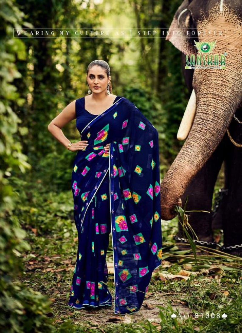 Autograph By Sanskar Printed Georgette Saree Best Wholesale Shop In Surat