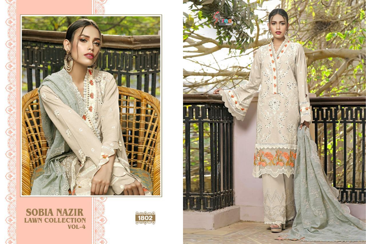 Shree Sobia Nazir Lawn Collection 4 Lawn Cotton Embroidery Pakistani Salwar Kameez Collection
