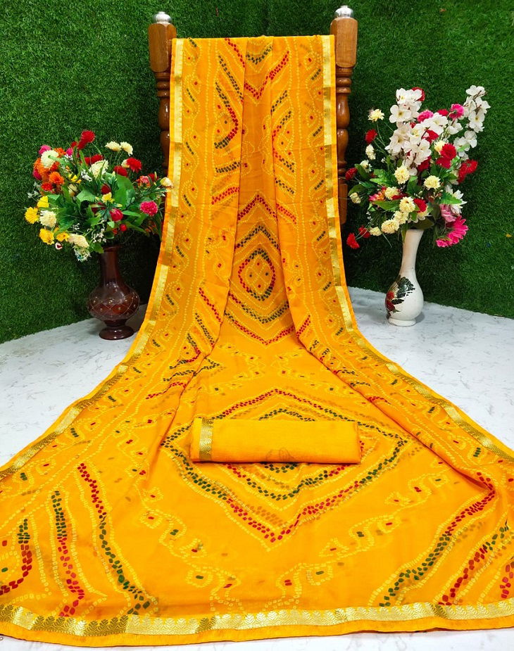 Mahek 22 Latest daily Wear Casual Wear Chiffon Bandhani Printed Saree Collection
