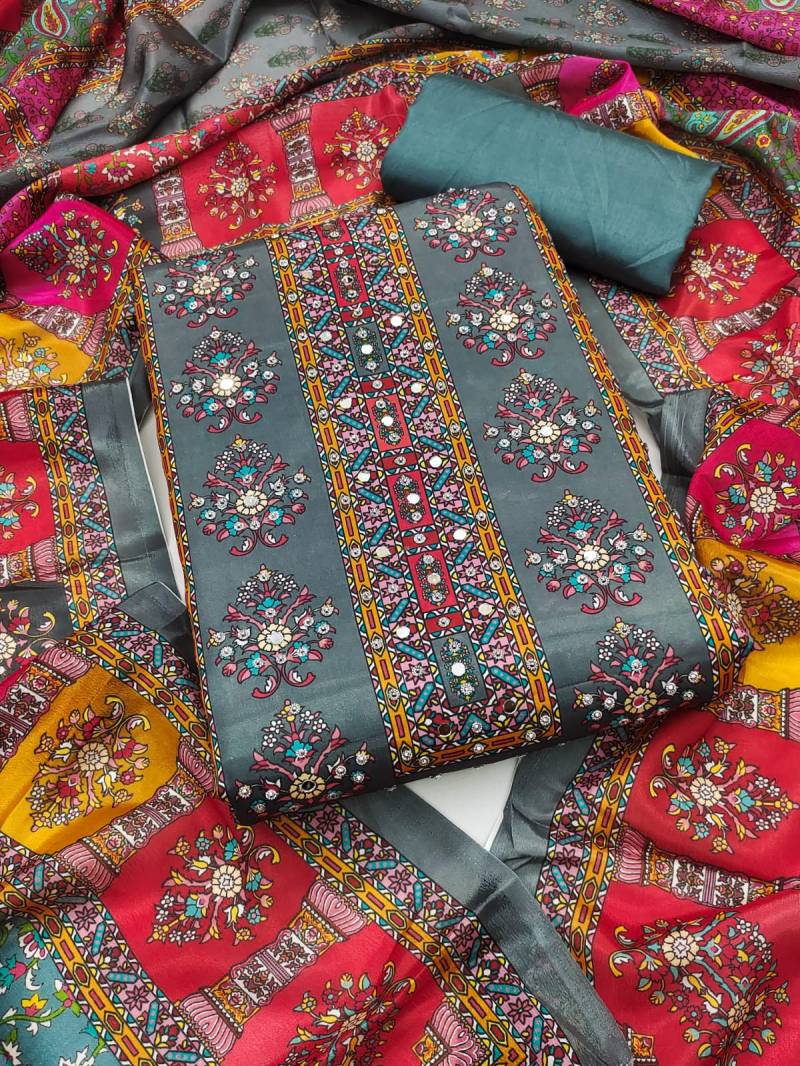 Rnx 5044 Beautiful Chinon Printed Dress Material Exporters In India
