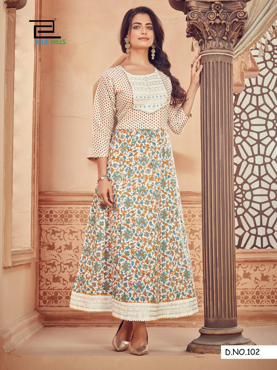 Blue Hills Ada 1 Designer Ethnic Wear Cotton Anarkali Long Kurti Collection