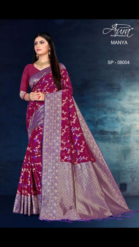 Aura Manya Latest Designer Festive Wear Soft Cotton Silk Casual Wear Saree Collection