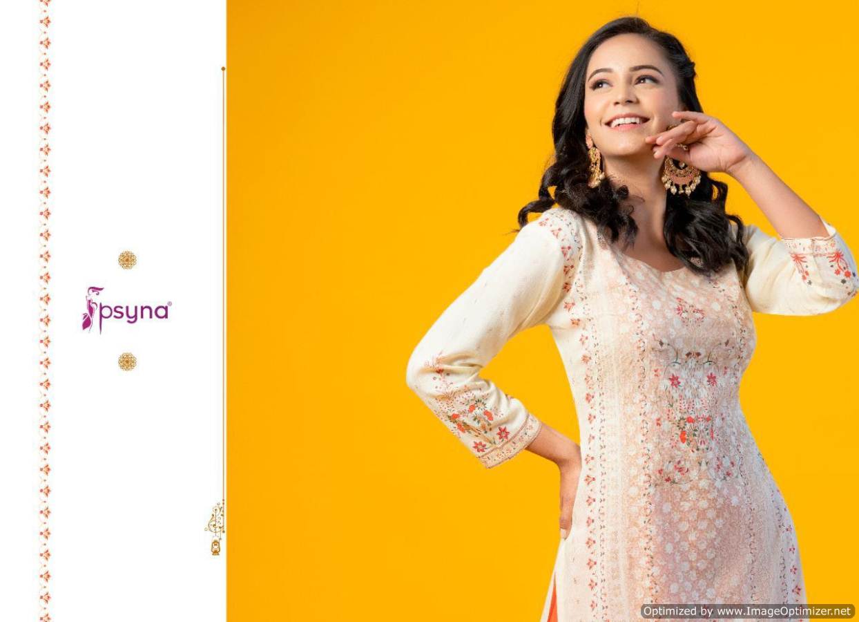 Psyna Platinum 2 Latest fancy Designer Ethnic Wear Heavy Rayon Gold Printed Kurti Collection
