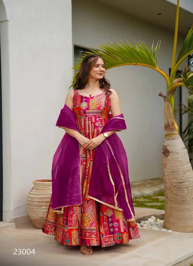 Lucaya Vol 23 Silk Digital Printed Gown With Dupatta Wholesale Market In Surat With Price