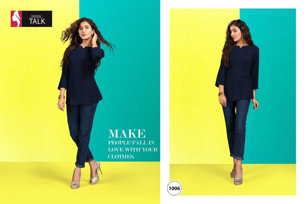 Ft RuhiFancy Latest Stylish Western Regular Wear Heavy Rayon Slub crepe Ladies Top Collection