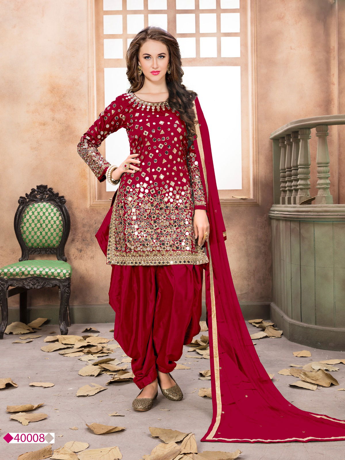 Aanaya 40000 Series Tafeta Silk Designer Panjabi Patiyala Suits Catalog