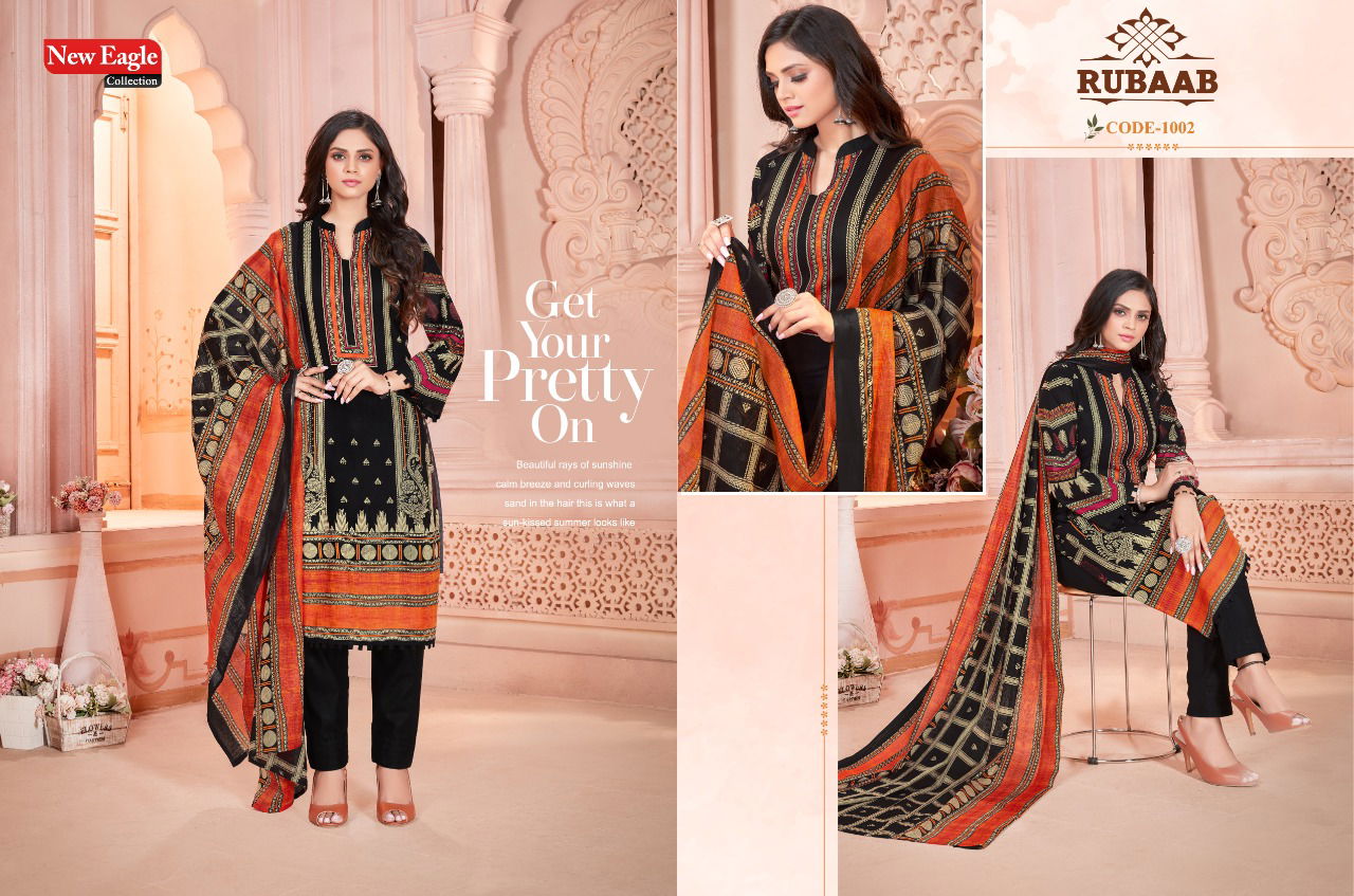 New Eagle Collection Rubaab 1 Casual Daily Wear Karachi Cotton Dress Material Collection