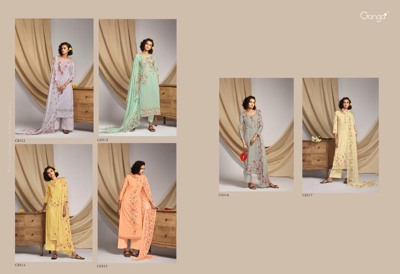 GANGA LEAF Latest Fancy Festive Wear Finest Cotton Linen Printed with Hand Work And Swarovski Work Heavy salwar suit Collection 