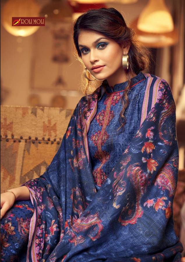 Roli Moli Silky 8 Latest Exclusive Collection Pure Pashmina Jacquard Print With Exclusive SIROSKEY Diamond Work Designer Dress Material