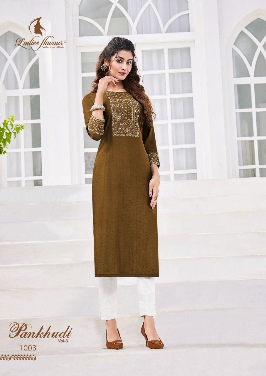 Pankhudi vol 3 By Ladies Flavour Embroidery Kurtis Catalog