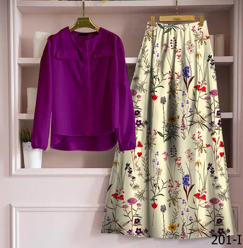 New Latest Designer Printed Casual Skirt With Top Collection 