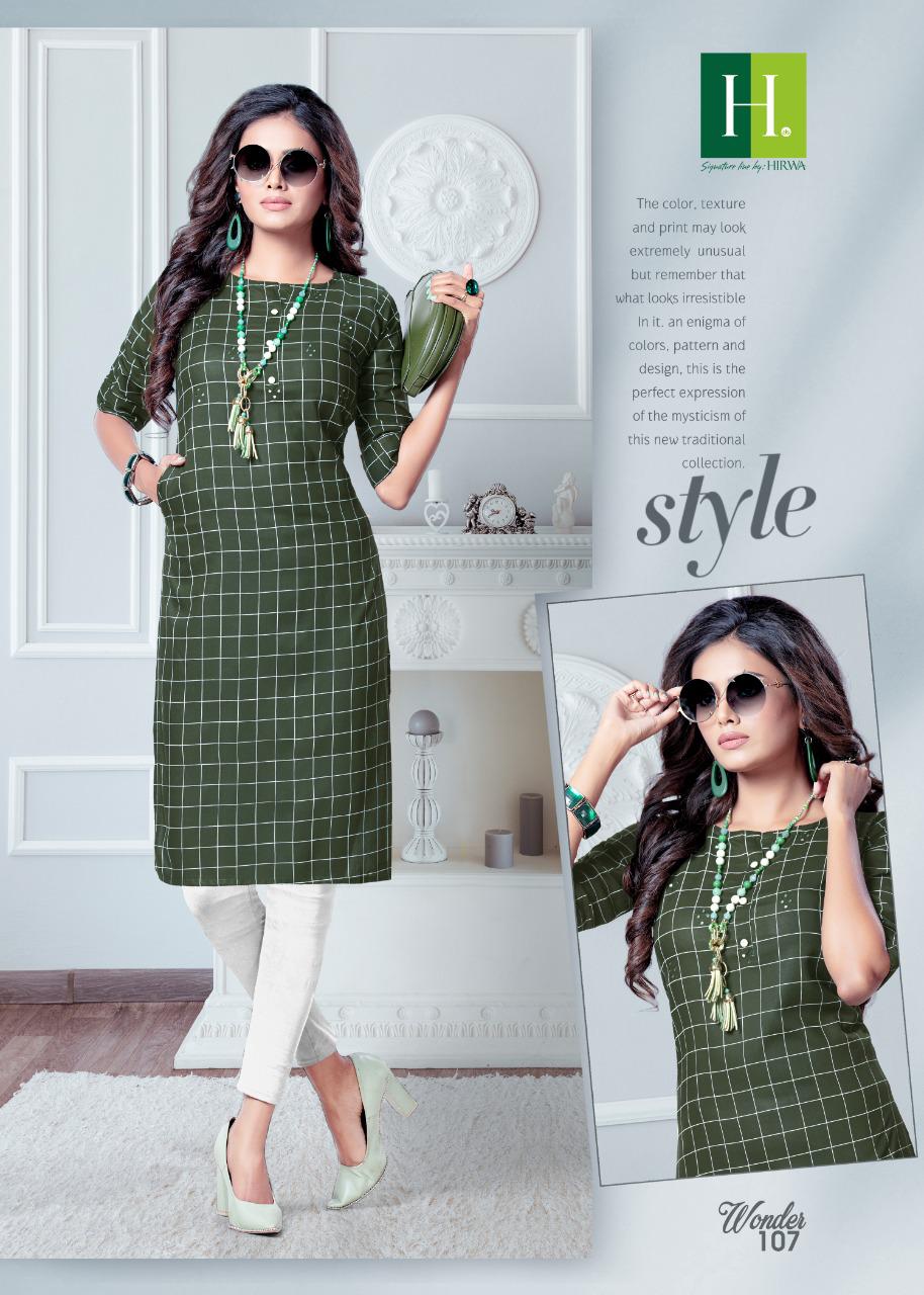 Hirwa Wonder Designer Exclusive Casual Wear Chex Rayon Kurti Collection