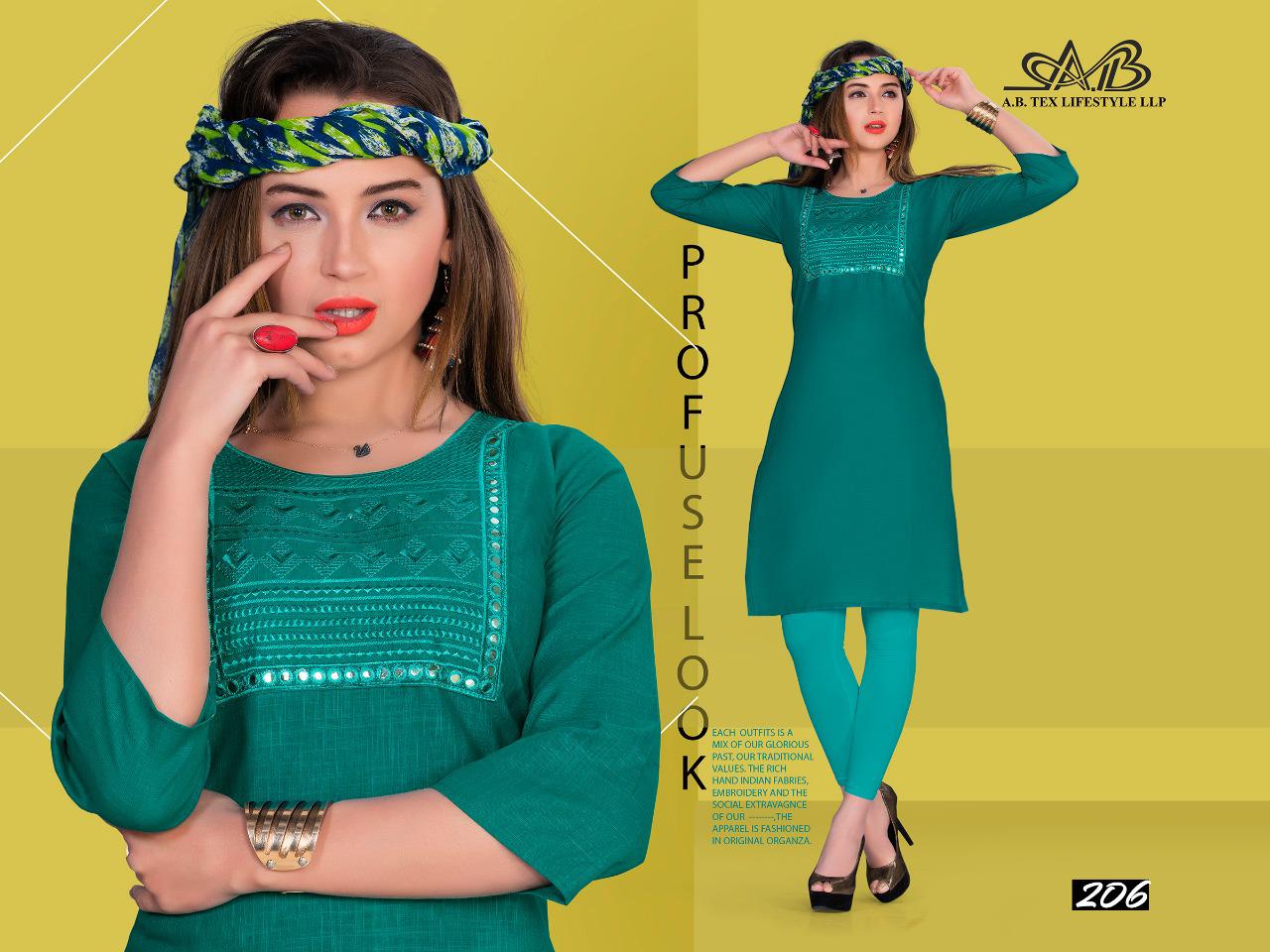 Ab Dhani 1 Designer Regular Wear Neck Work Cotton Slub Pure Kurti Collection
