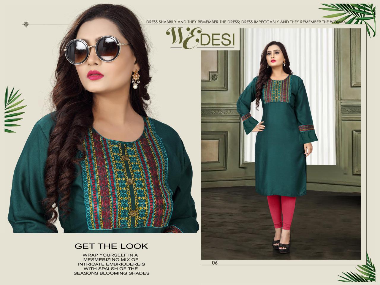 Aagya Wedesi 2 Fancy Casual Wear Designer Rayon Kurti Collection
