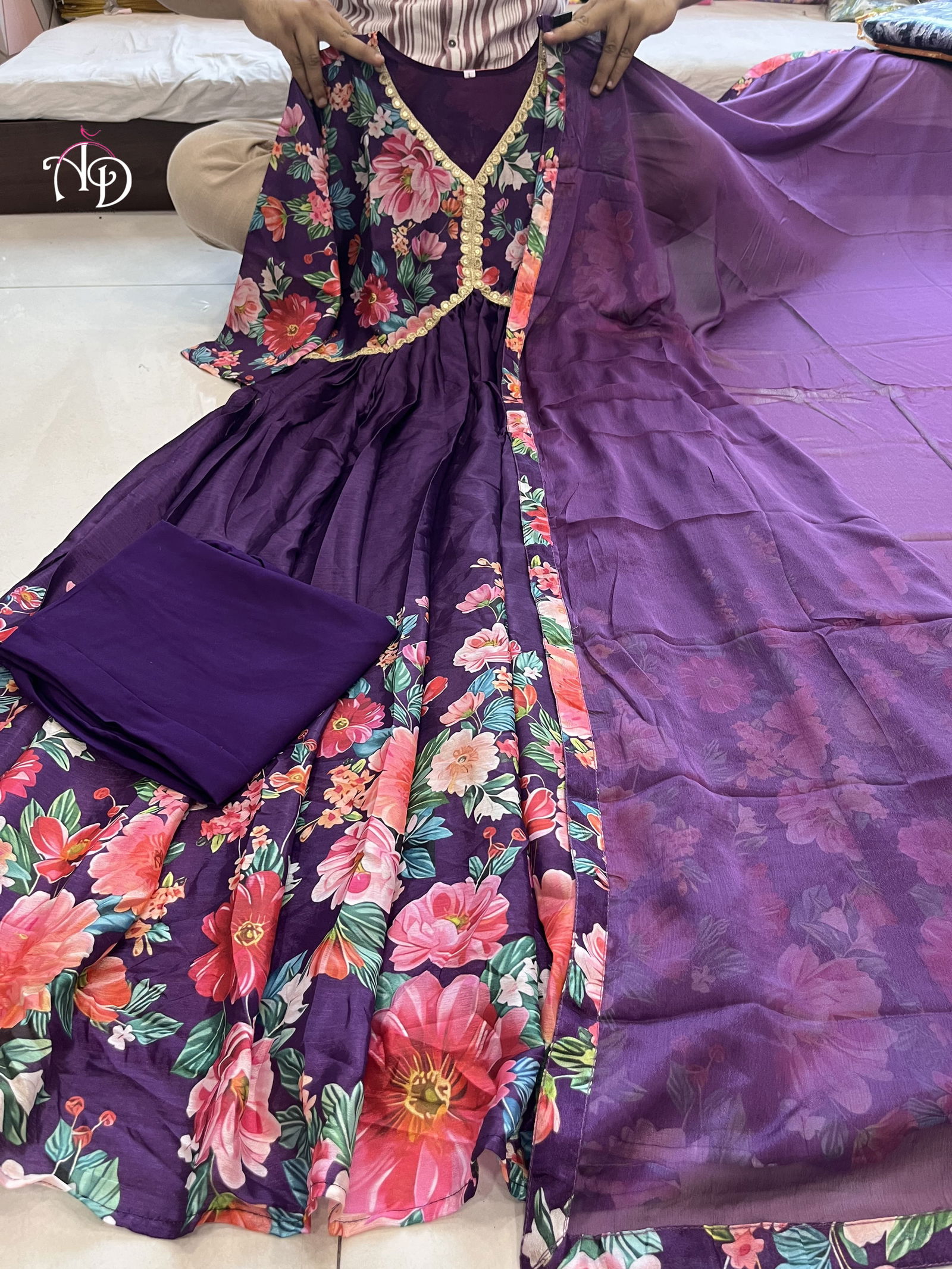 Akshar Premium Digital Print aaliya Cut Anarkali Kurti Bottom With Dupatta Catalog