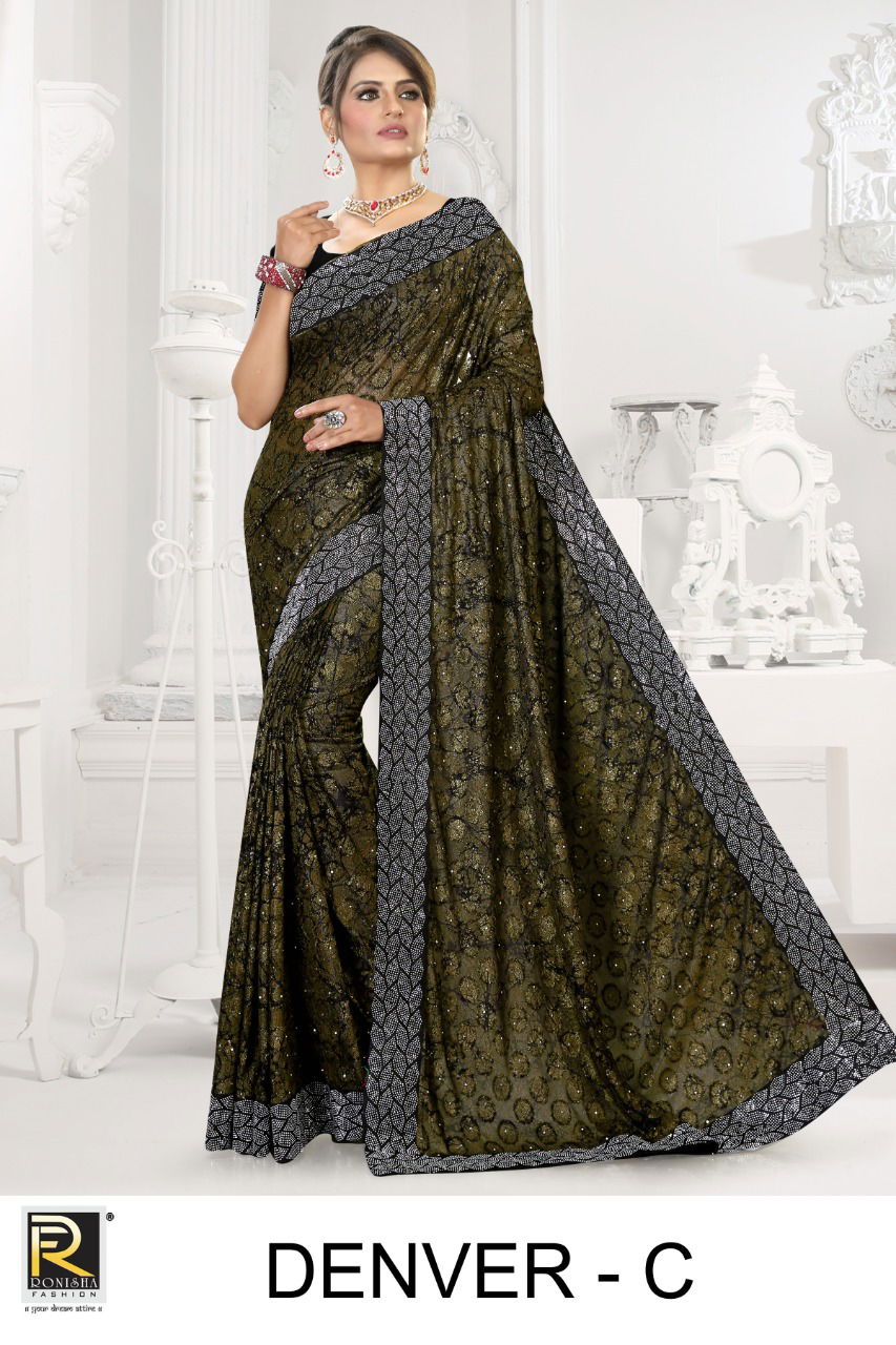 Ronisha Denver Swarovski  Diamond Party Wear Brasso Designer Saree Collection
