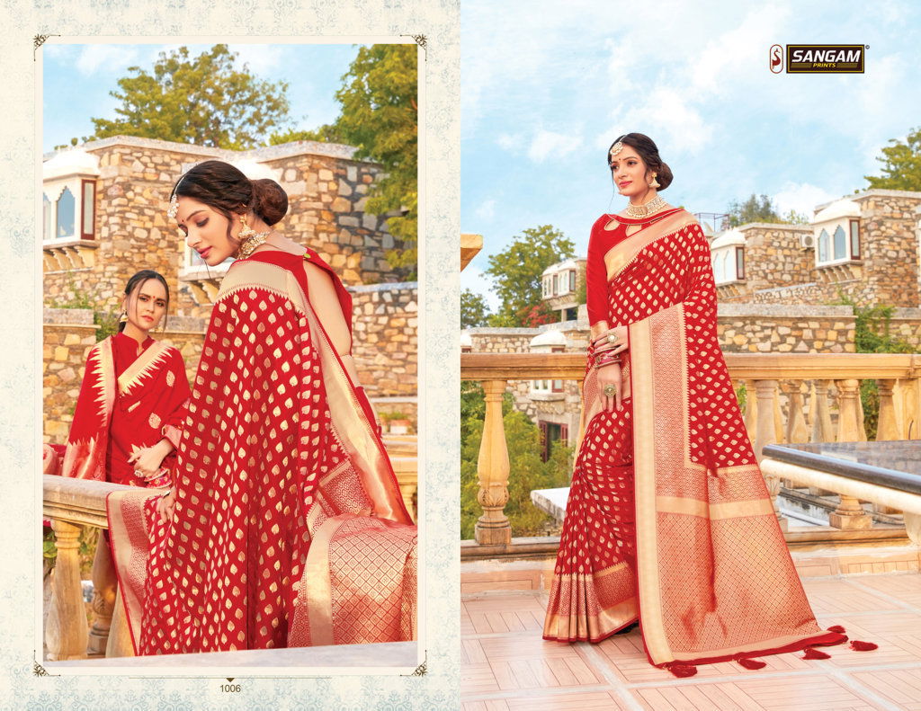Sangam Red Rose Exclusive wedding Wear Pure Silk Designer Bridal Saree Collection