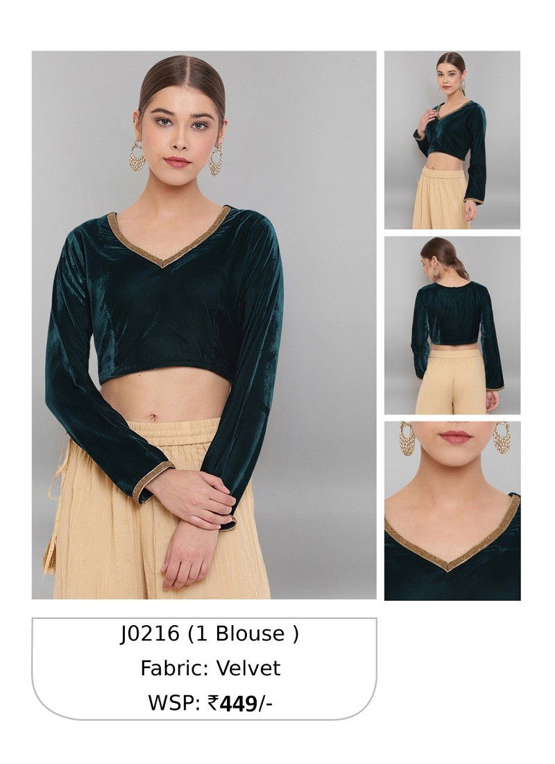 Dark Green Colour Janasya Ladies Blouse Catalog 216
