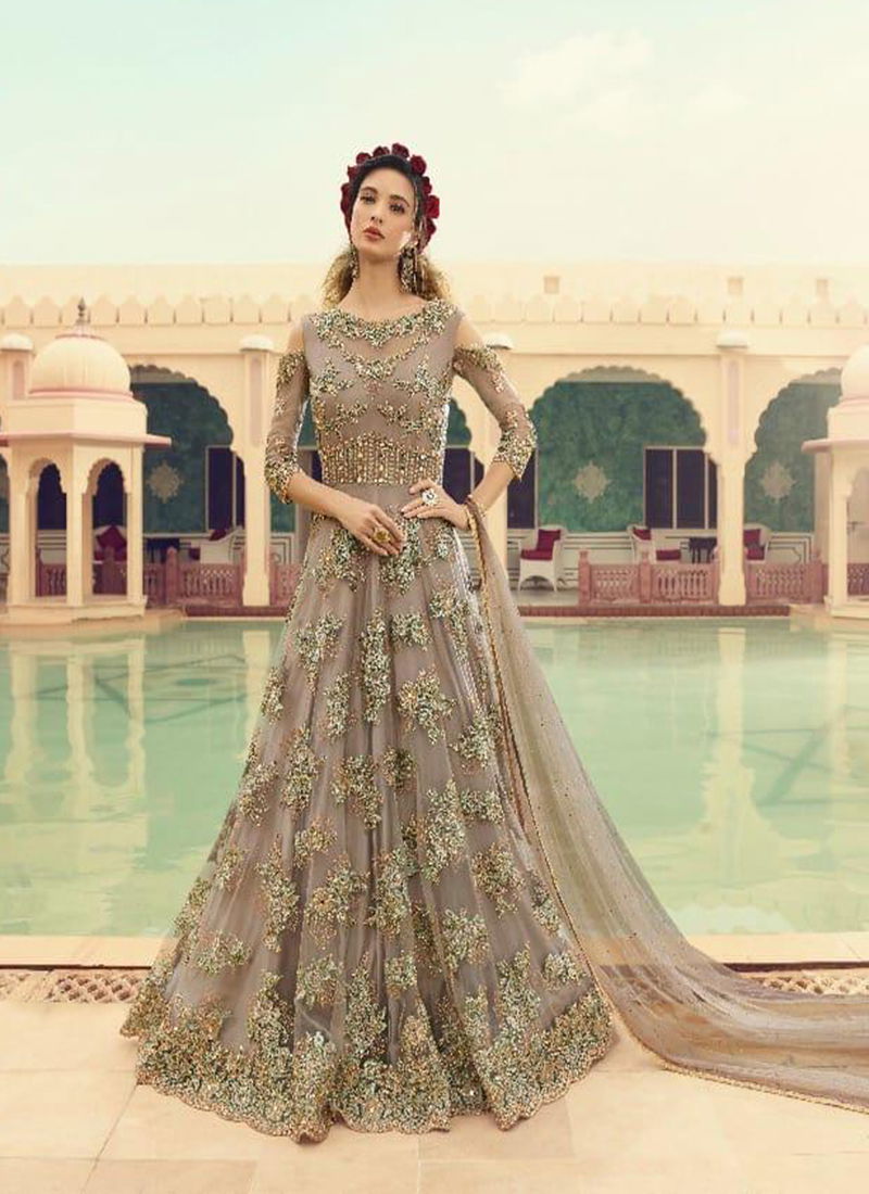 Sampann Saga Designer Wedding Party Wear Net Butterfly Gown Collection 5501-5507
