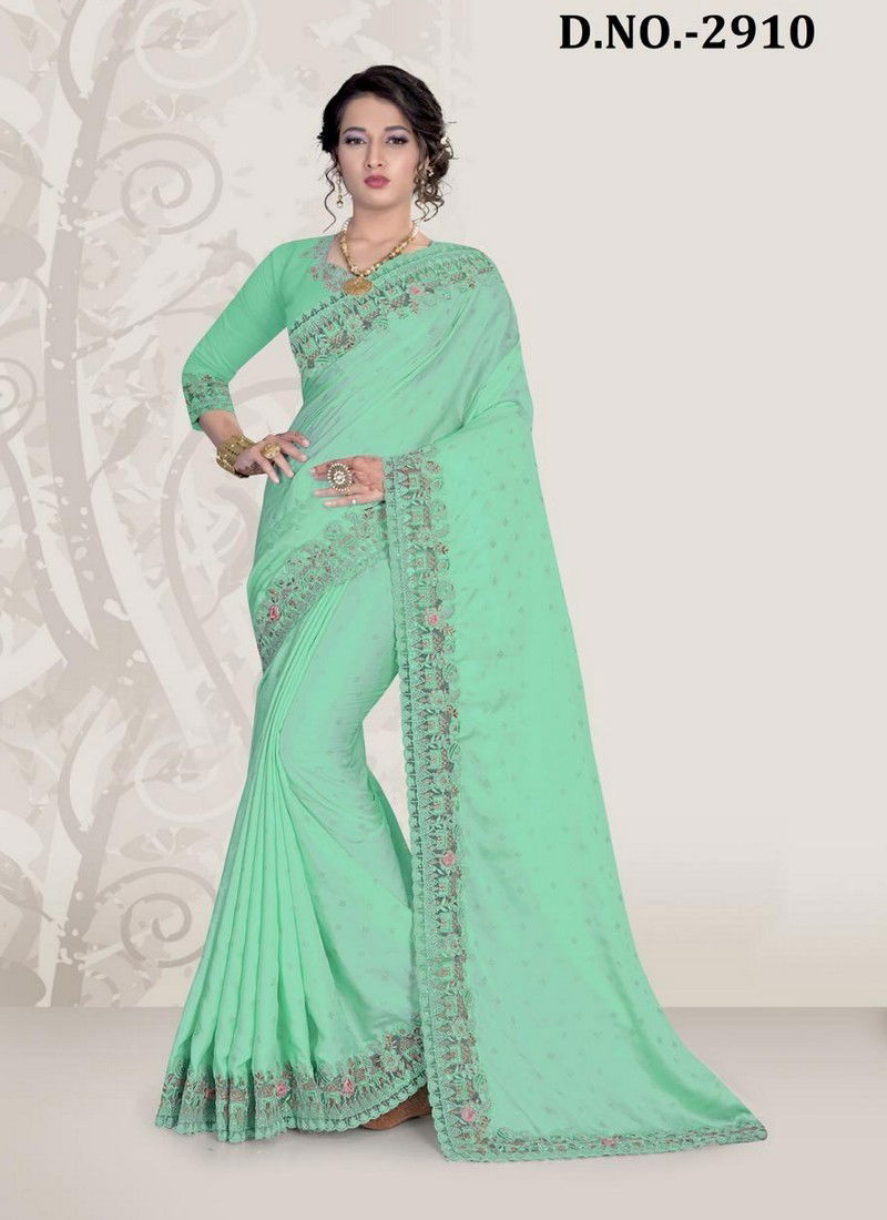 NARI KAVYANJALI Fancy Latest Designer Festive Wear Heavy Coding And Siqvence Embroidery With Applique Flower Siramic hand Work Silk Saree Collection