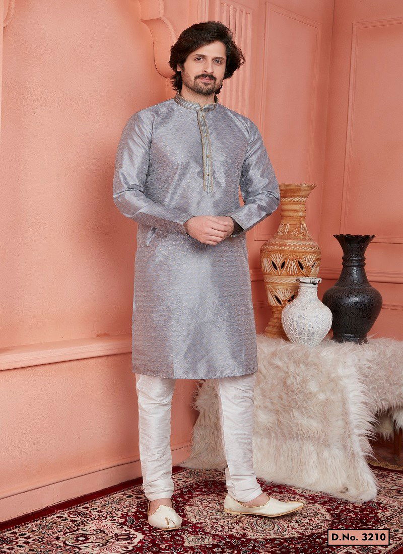 Light Grey Colour 1659 Function Wear Mens Indo Western Surat Wholesale Market 3210