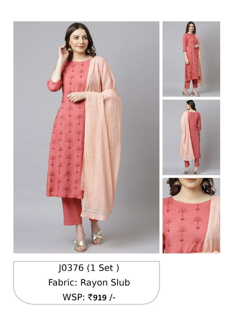 Light Red Janasya Readymade Suits Catalog 376