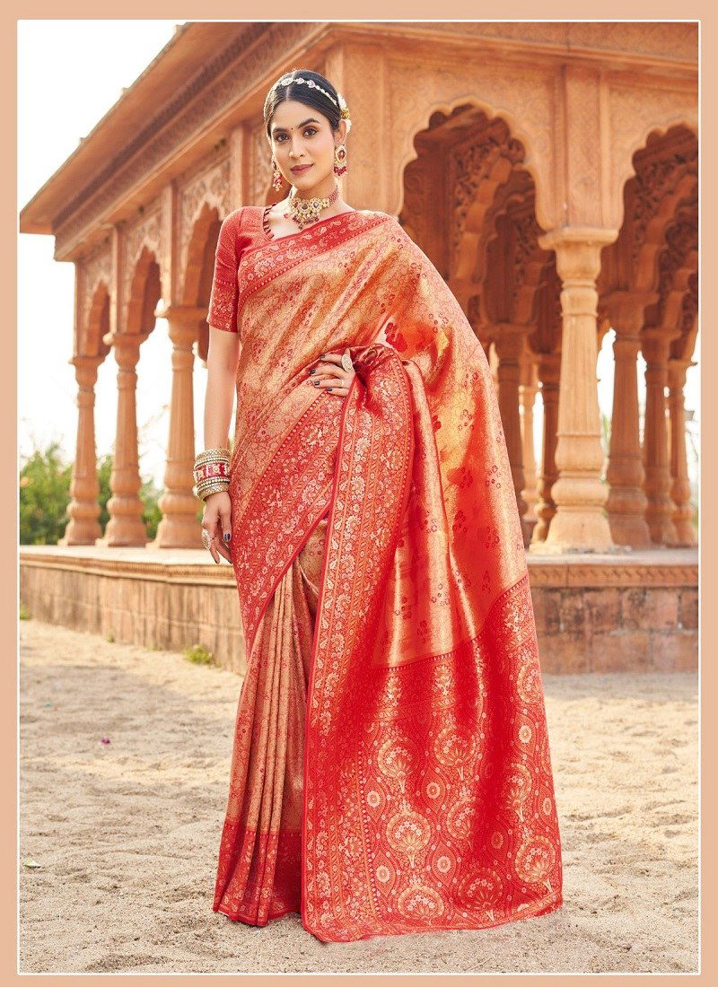 Orange Colour Shubharambh By Gobuni Banarasi Silk Saree Wholesale Price In Surat 1105