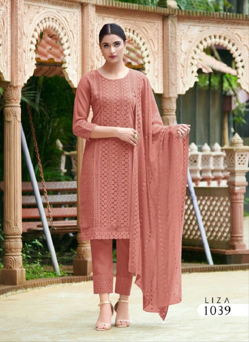 Summer Cool By Liza Georgette Kurti Bottom With Dupatta Catalog