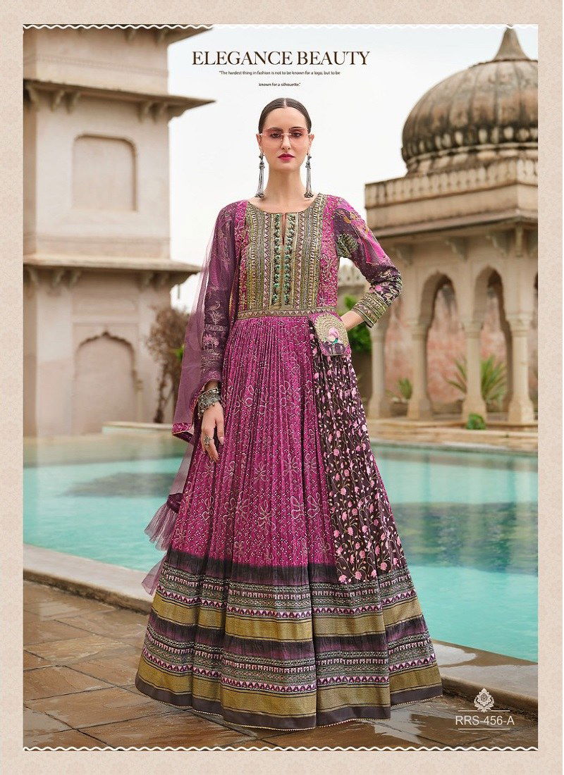 Pink Purple Colour Ada By Kreshva Smooth Silk Reception wear Gown Orders In India RRS 456 A