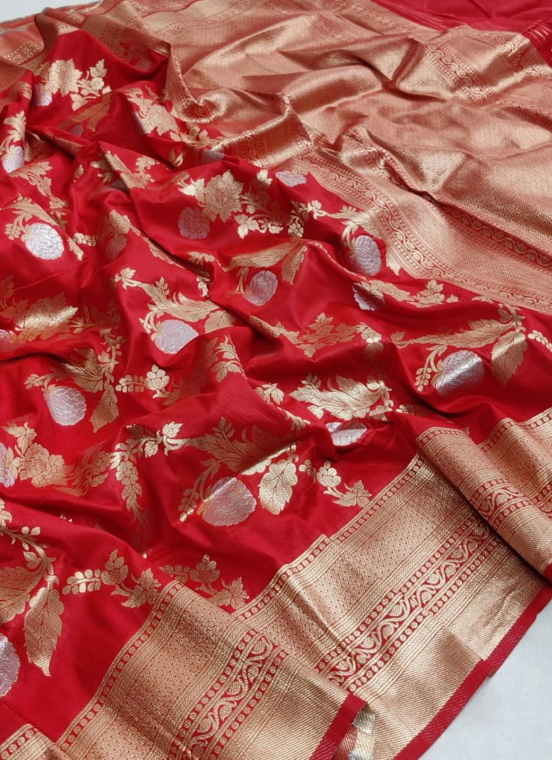 Red Rajyog Non Catalog Designer Border Regular Wear Silk Saree 102