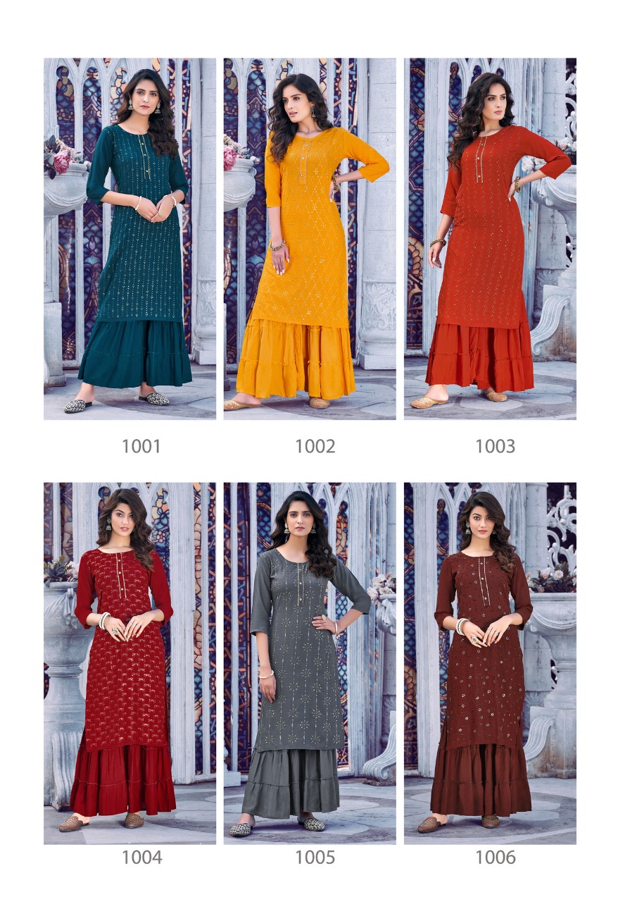 Lata's Dream Collections - A Stylish Kurti palazzo set with Embroidery and  Handwork on kurti and Flowers latkans on sides Updown Kurti with Flair  Fabric-Cotton slub Size-38,40,42,44,46 *Price*4000ksh* P200 | Facebook