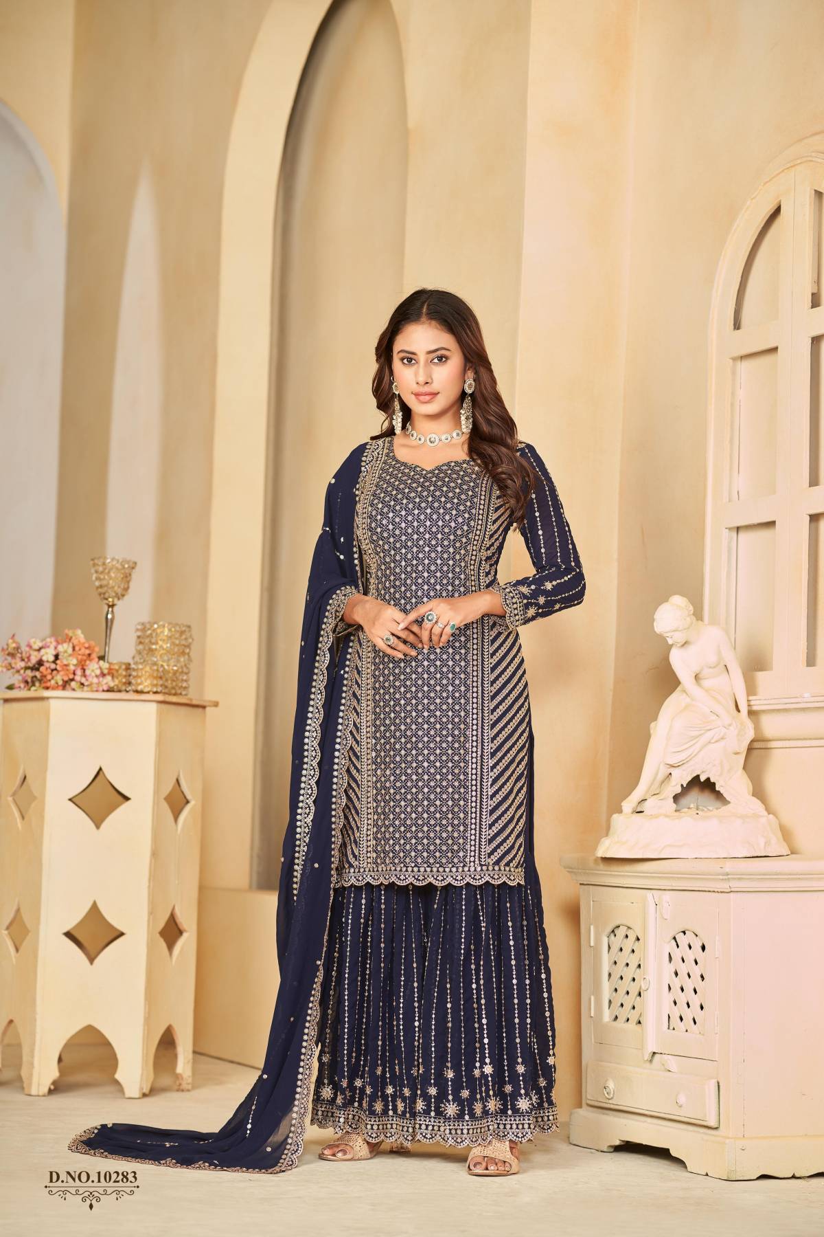 Anjubaa Vol 28 Faux Georgette Wedding Wear Sharara Suit Wholesale