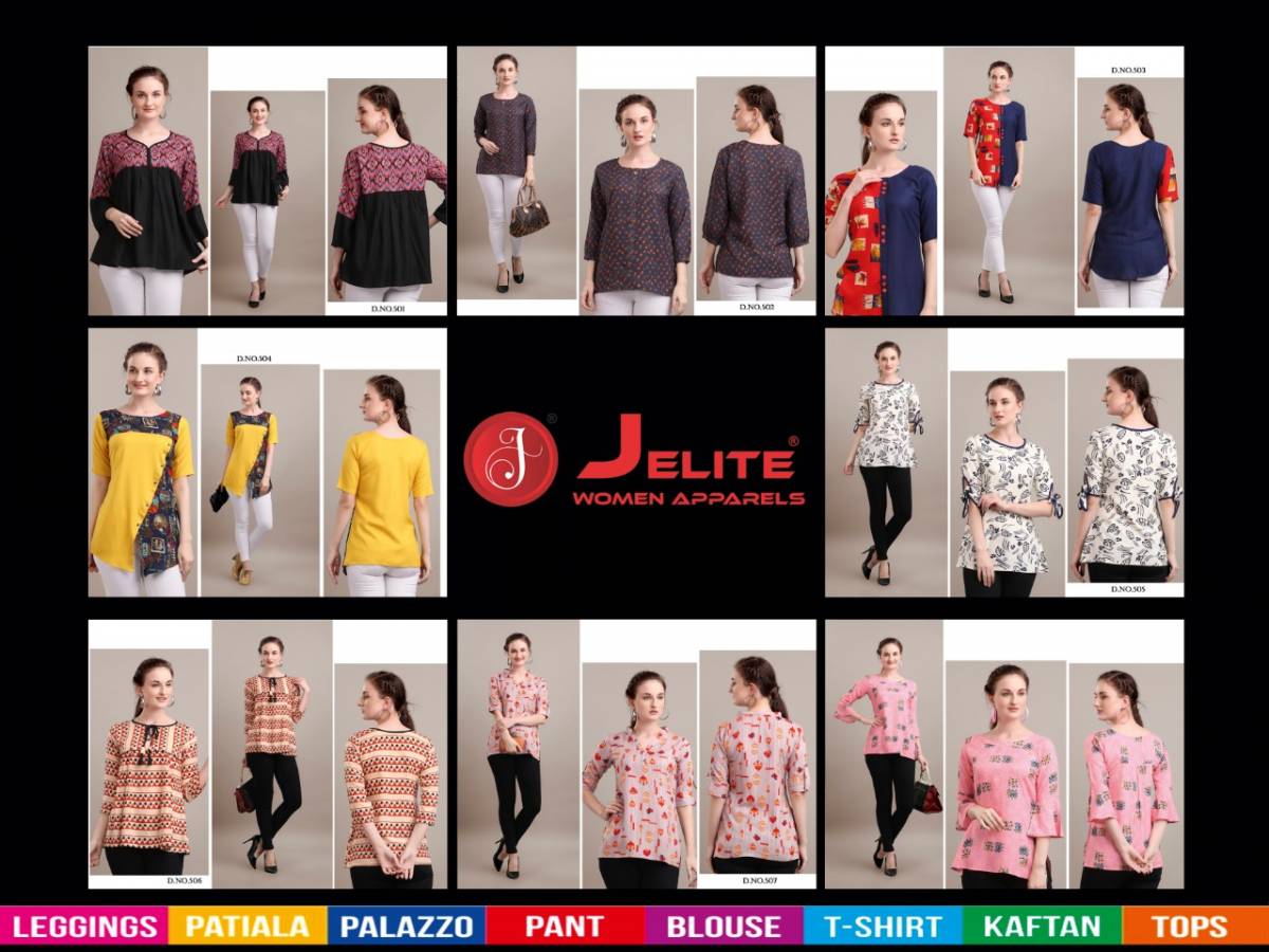 1554409297jelite camellia stylish western regular wear heavy slub rayon and cotton crepe ladies top collection%20Thumbnail