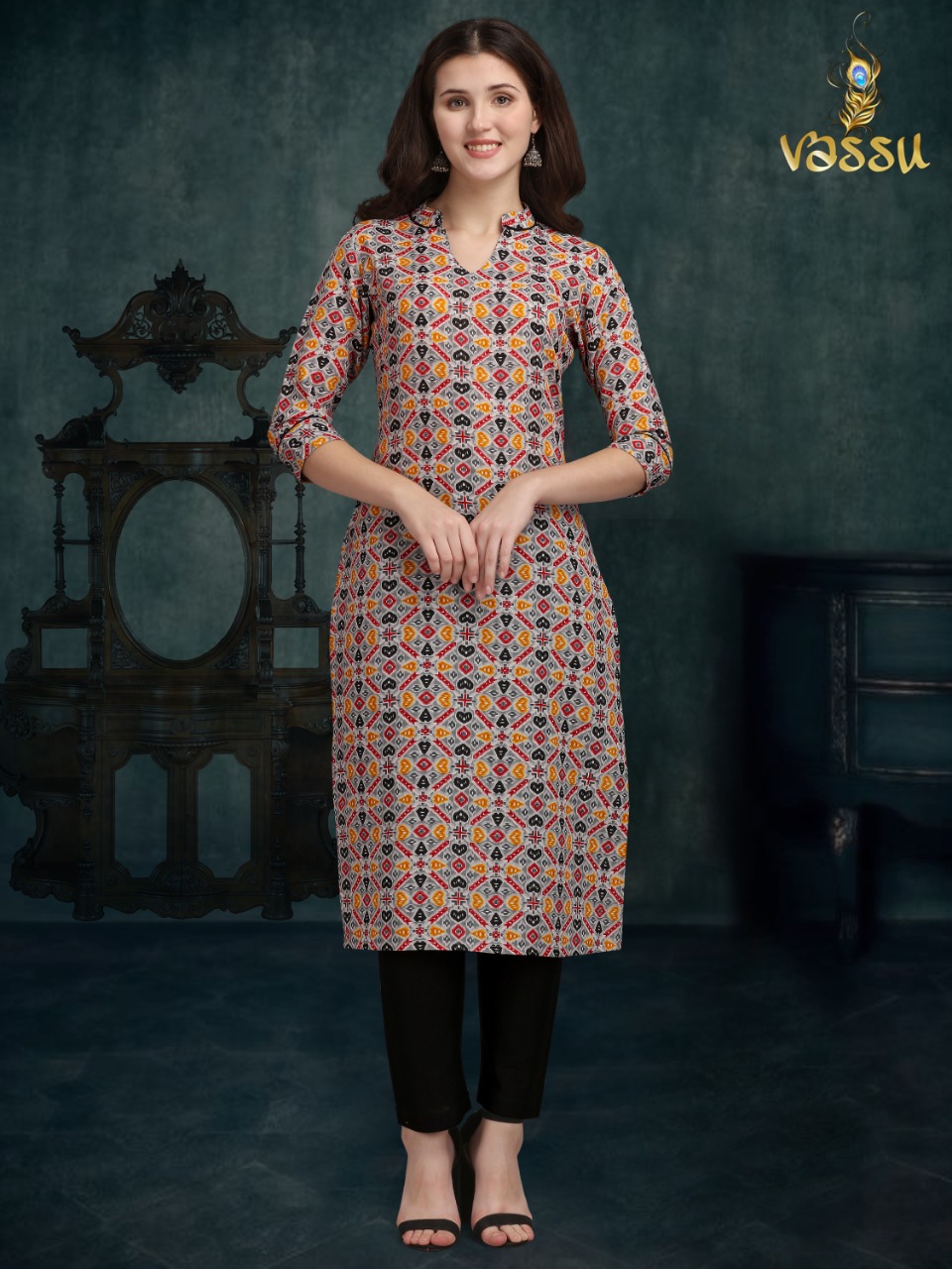 3/4th Sleeve Girl Reyon Printed Casual Collar Neck Kurti, 50000 Pieces Per  Month at Rs 270 in Jaipur
