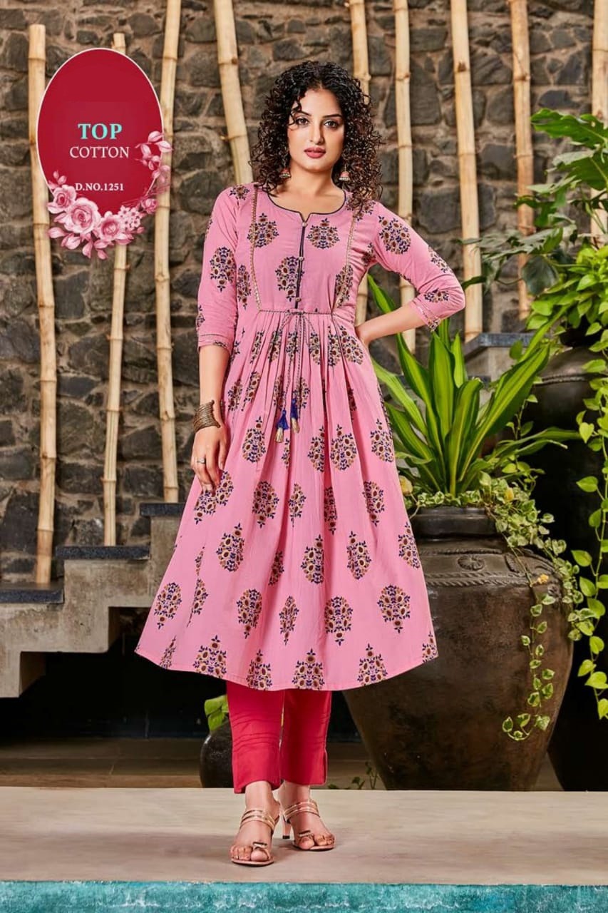 TOPPER NX 8 BY WE WOMEN ETHNICS BRAND  14KG REYON FABRIC FLAIR KALI  PATTERN KURTI WITH 34TH SLEEVES  WHOLESALER AND DEALER