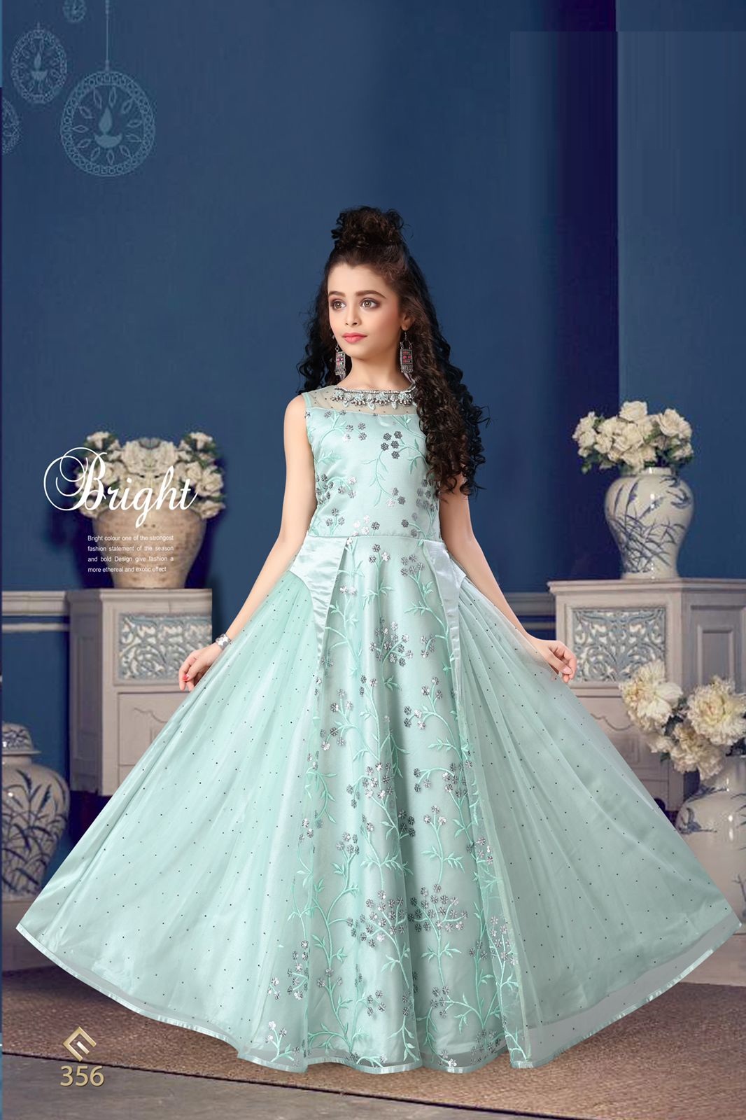 Buy Kids Girls Pink Net Embroidered Gown Party Wear Online at Best Price |  Cbazaar