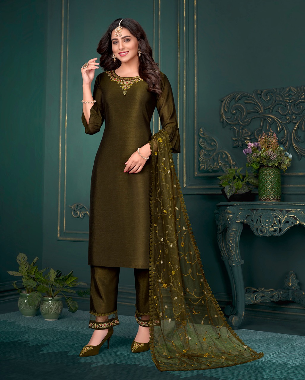 Lily And Lali Maria 9 Heavy Handwork Silk Designer Latest Kurti With Bottom  Dupatta Collection - The Ethnic World