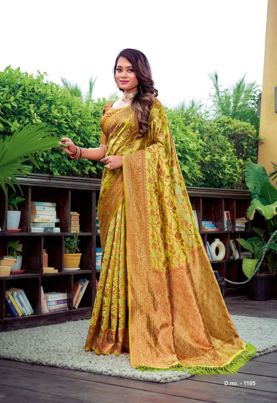 Buy Brown Resham Work Satin Silk Saree Online