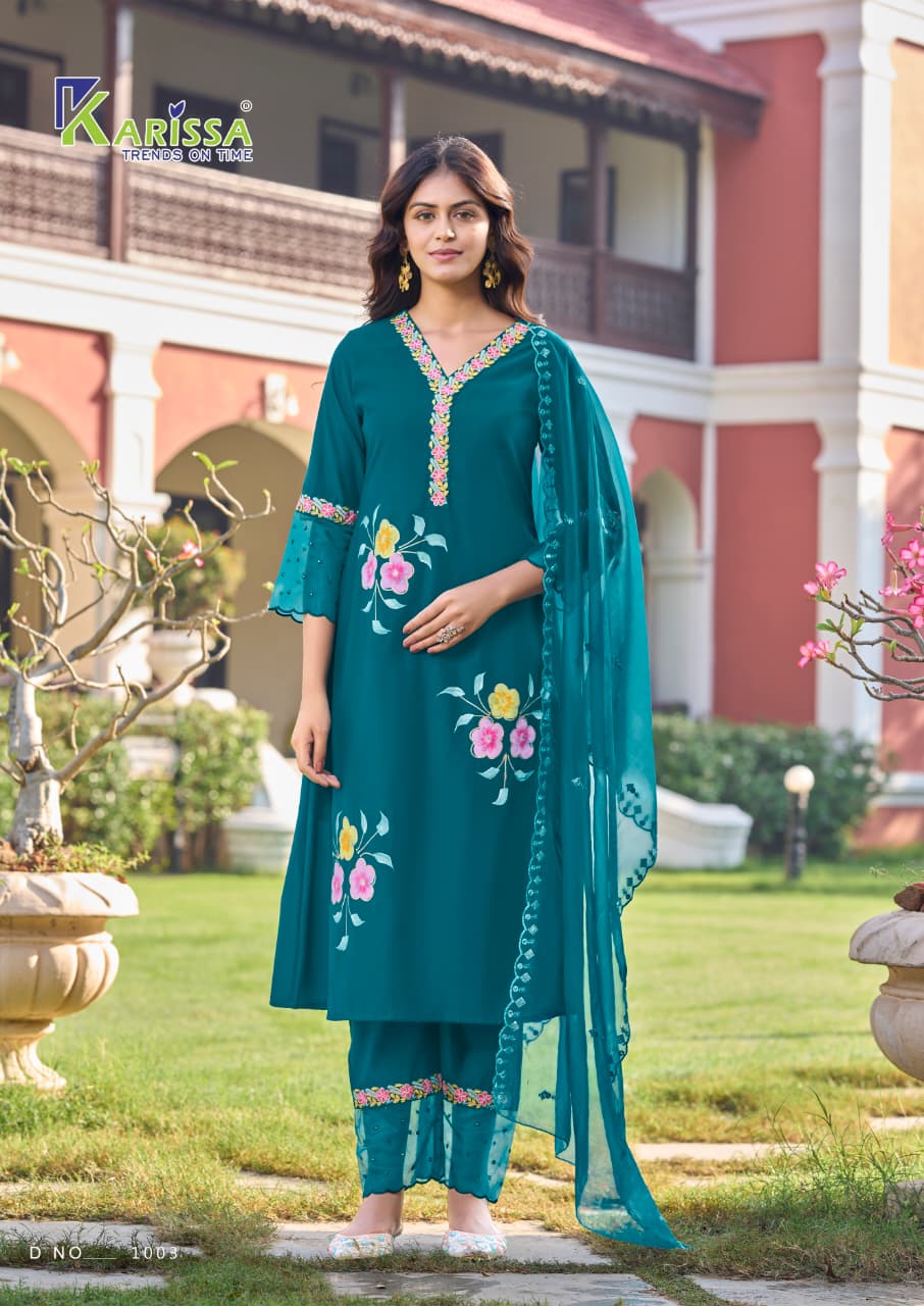 Alisa By Karissa Viscose Roman Kurti With Bottom Dupatta - The Ethnic World