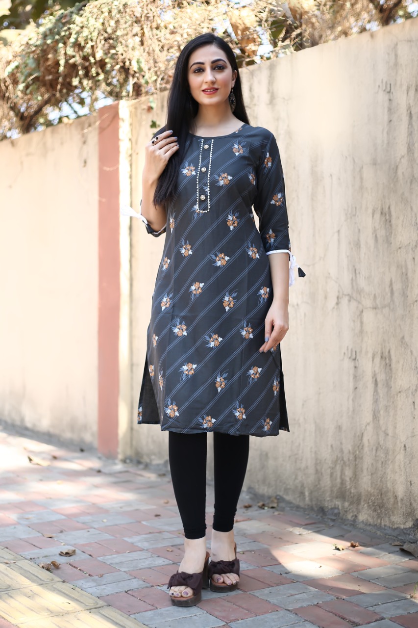 Khushi 2 latest Designer Daily wear Printed Rayon Kurtis Latest Collection   The Ethnic World