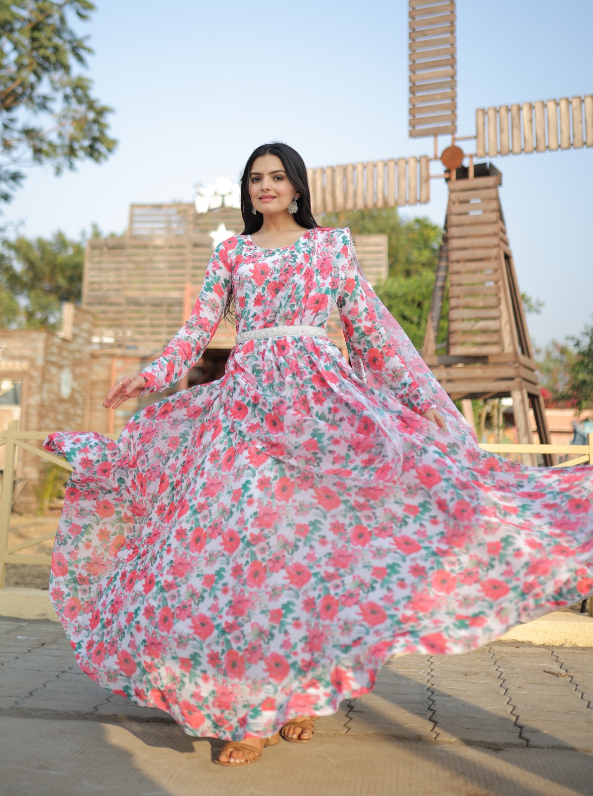 Launching New Designer Wedding Wear Look Full Gorgette Anarkali Gown & –  Sareevillahub