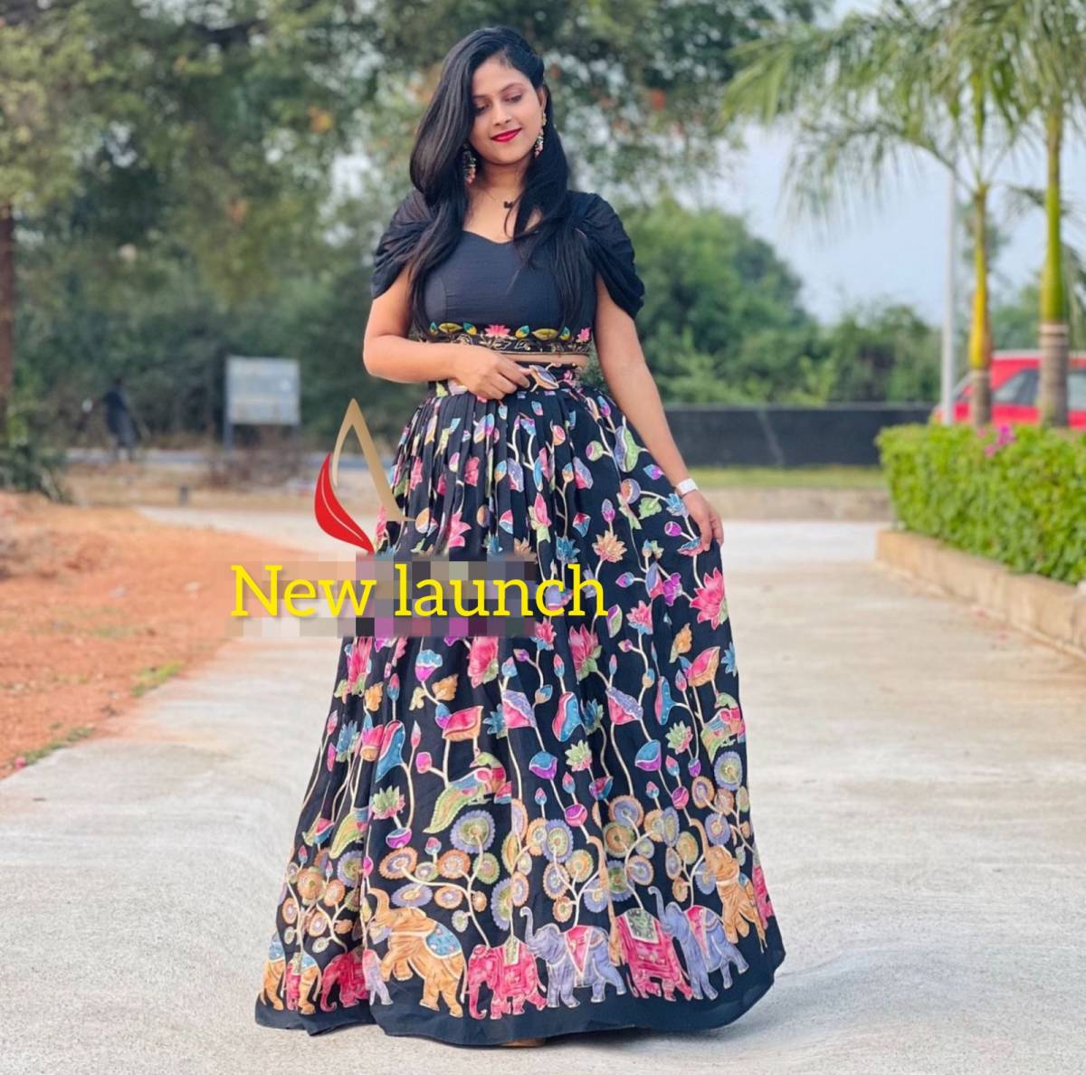 Stylish Party Wear Crop Top & Lehenga With Printed Work – Cygnus Fashion