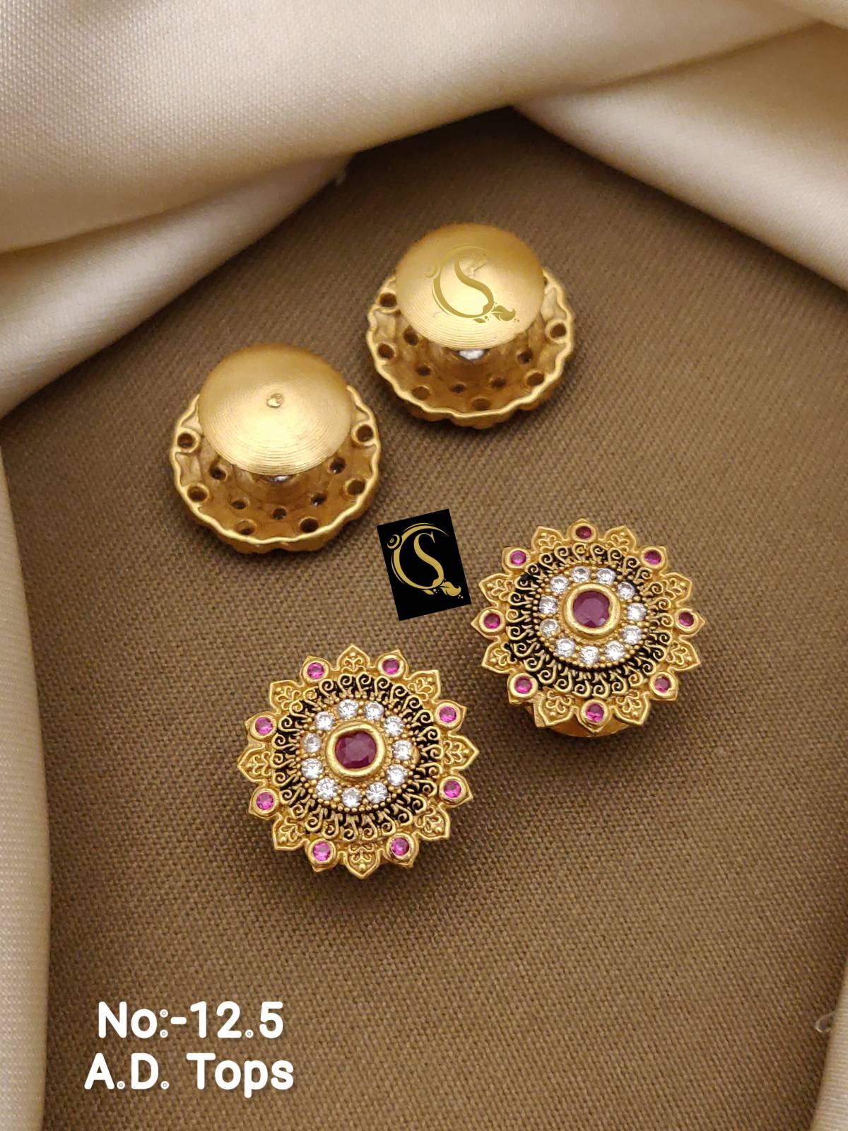 Gold Plated Pearl Chandbali Earrings on Sterling Silver ER 363
