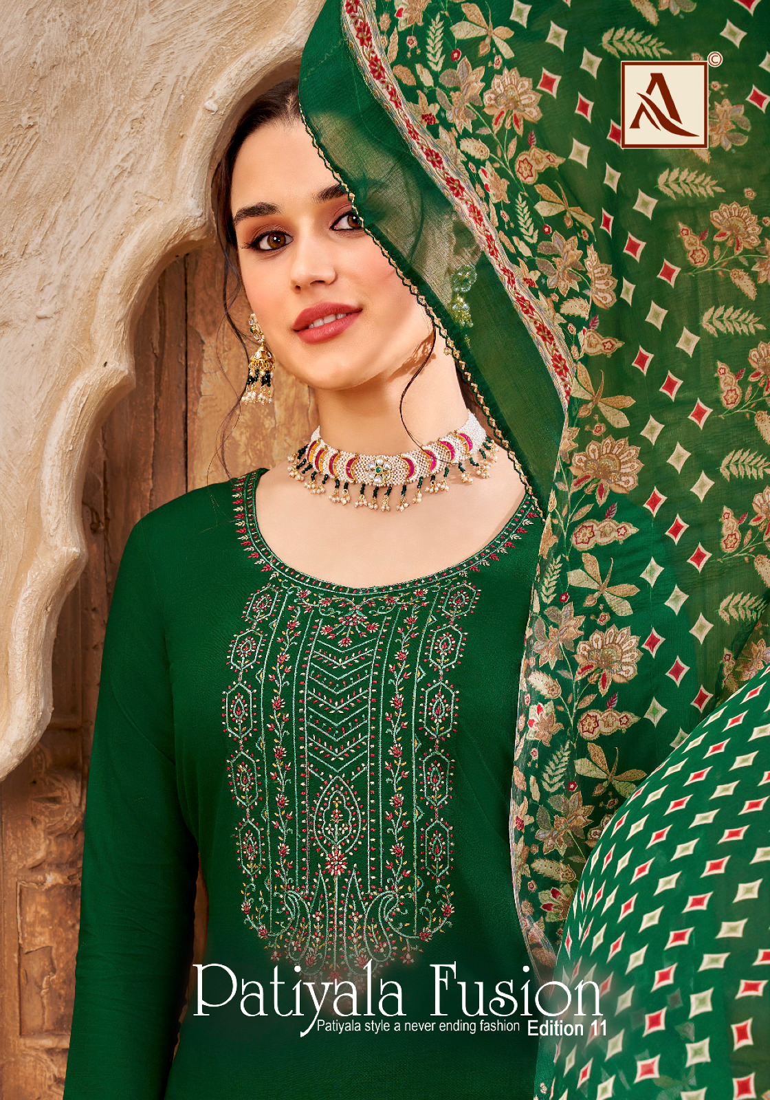 Buy Rani Hand Work Organza Punjabi Dress Material Online