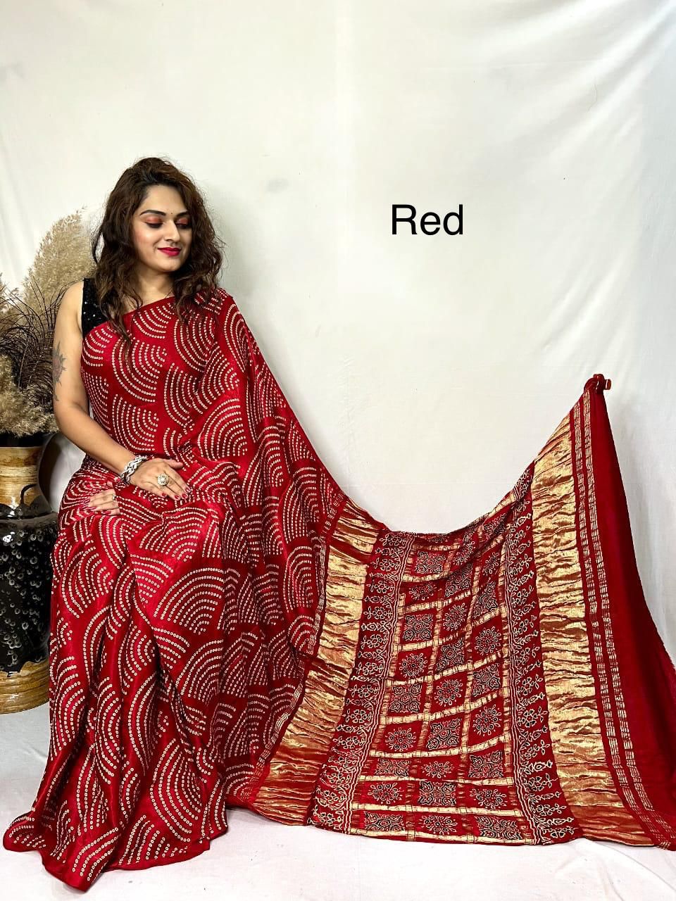 Buy Indigo & Black Ajrakh Modal Silk Saree Online On www.zynah.co –  ZynahDesign