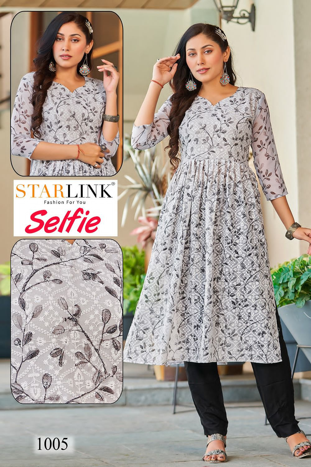 SELFIE BY STARLINK PRESENTING NEW HEAVY FANCY DESIGNER JORGET DIGITAL  SCHIFFALI FRONT WORK NAYRA CUT REGULAR WEAR KURTI COLLECTION WHOLESALER